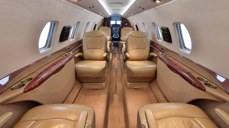 Interior cabin of a Cessna Citation Sovereign 9 Passenger Jet