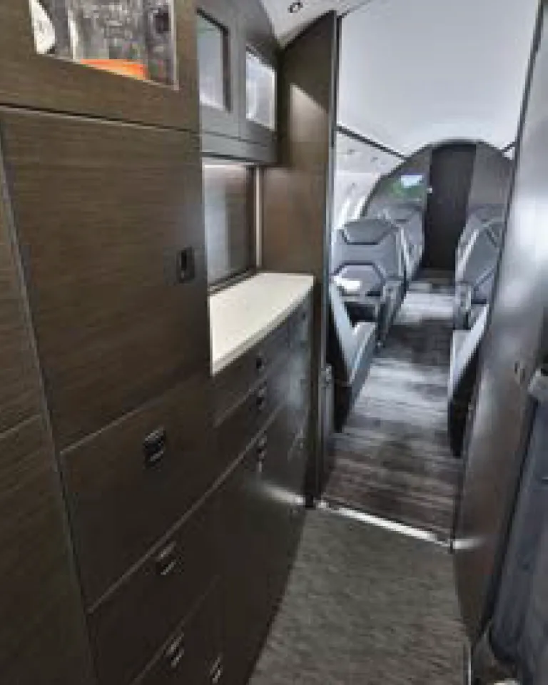 Bombardier Challenger 300 wide shot of aft area.