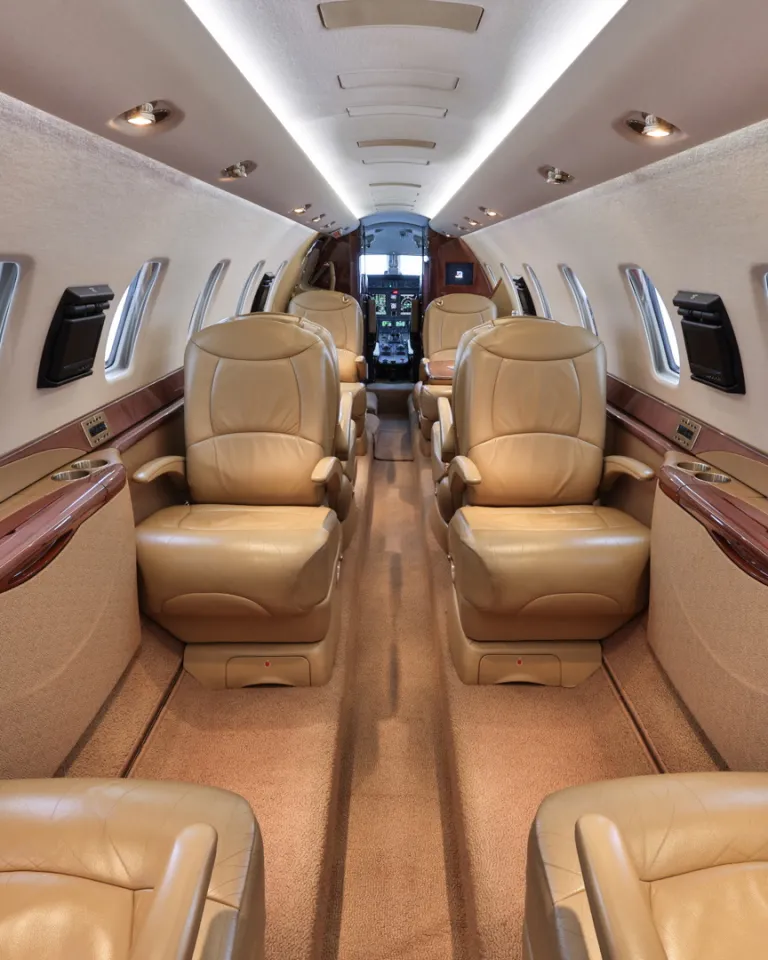 Interior cabin of a Cessna Citation Sovereign 9 Passenger Jet